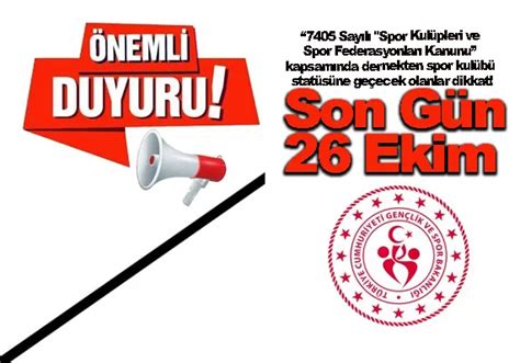 Spor Kulüpleri İçin Son Gün 26 Ekim