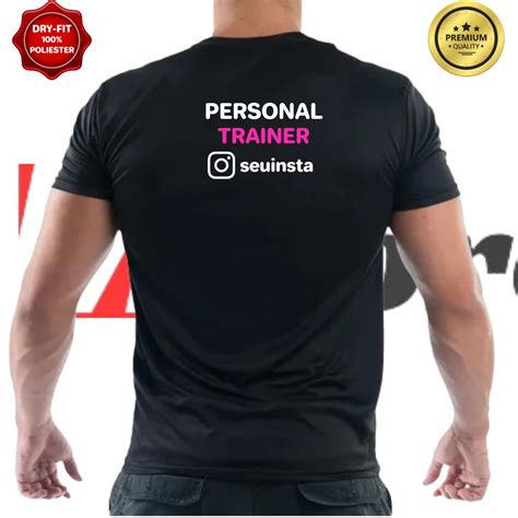 Camiseta Personal Trainer Dry Fit Personalizada Insta Ou Nome 100