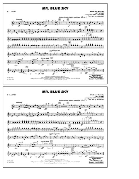 Mr Blue Sky Arr Matt Conaway Bb Clarinet By Electric Light