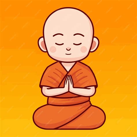 Premium Vector Cartoon Illustration Of A Monk Meditating In Orange