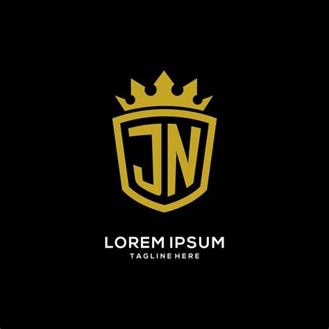 Initial Jn Logo Shield Crown Style Luxury Elegant Monogram Logo Design