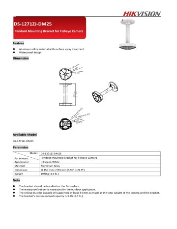 Hikvision Ds Zj Dm Cctv Accessory Data Sheet Manualzz