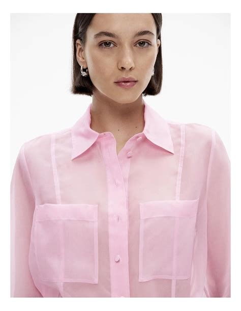 Witchery Silk Organza Shirt In Rose Pink MYER