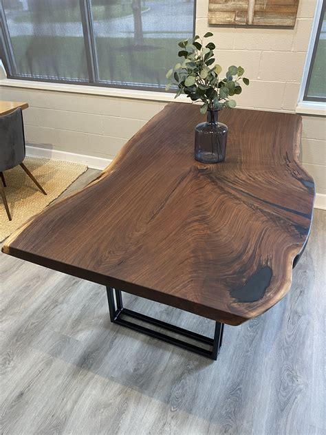 Rocky Fork Live Edgesingle Slab Walnut Dining Table Pathway Tables