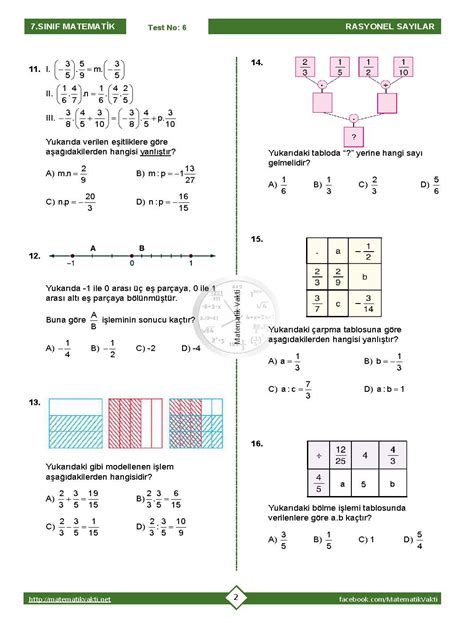 S N F Rasyonel Say Larla Arpma Ve B Lme Lemi Testi Pdf Ndir