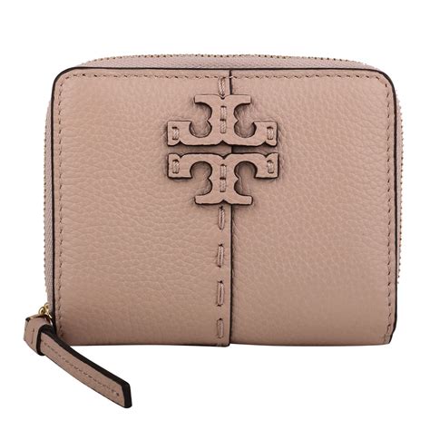 Tory Burch Mcgraw縫線牛皮對折短夾淡粉 短夾 Yahoo奇摩購物中心