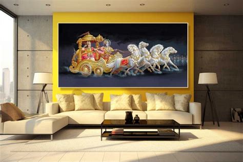 Shri Krishna Arjun Painting Mahabharat Wall Canvas