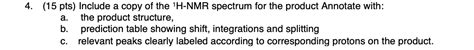 Solved 4 15 Pts Include A Copy Of The 1h Nmr Spectrum For