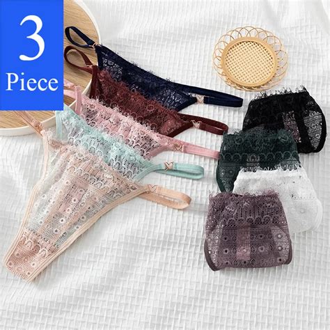 Solid T Back Thongs Womans Lace Thong Underwear For Female Intimates