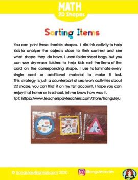 Sorting Shapes Items Printable By Teacher Creando Tpt