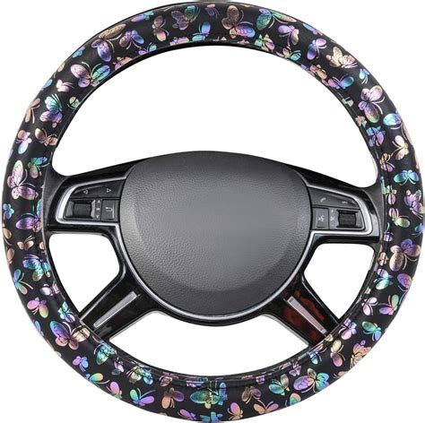 Hnian Pretty Colorful Butterfly Steering Wheel Cover Universal