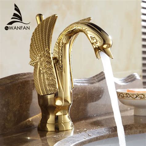 Buy Basin Faucets New Design Swan Faucet Gold Plated Wash Basin Faucet Hotel