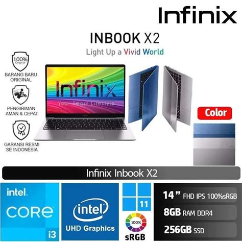 Jual Laptop Infinix InBook X2 Core I3 1115G4 8GB SSD 256G 14 FHD IPS