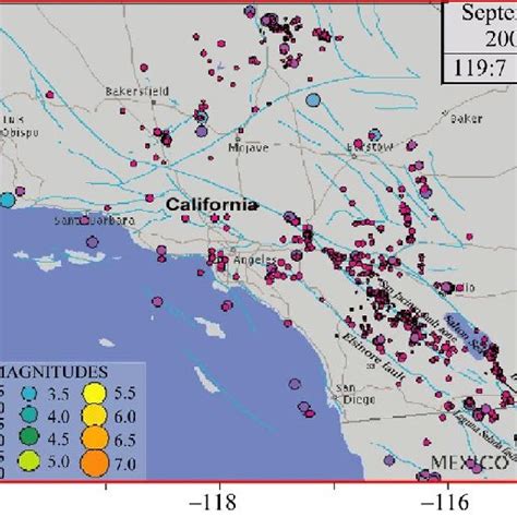 The seismic map of September 2009. Seismic activity focused along the ...