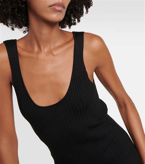 X Simkhai Contoured Ribs Jersey Midi Dress In Black Wolford Mytheresa