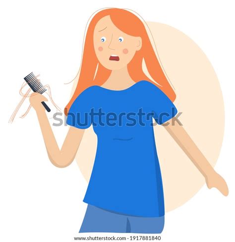 Girl Holding Hairbrush Her Hair Vector Stock Vector Royalty Free