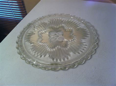 Items Similar To Vintage Footed Clear Glass Round Cake Plate Platter Scallop Trim Floral On Etsy