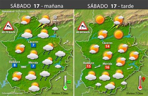 Previsión meteorológica en Extremadura Días 17 18 y 19 de diciembre