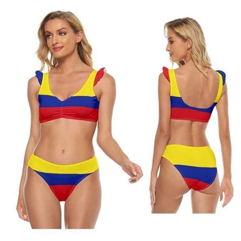 Drapeau Colombien Maillots de Bain Bikini avec Bordure à Volants pour Femmes vendu par Convinced