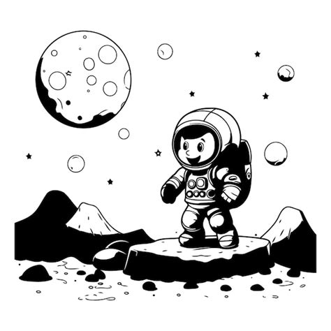 Astronauta en la luna Ilustración vectorial de un astronauta en el