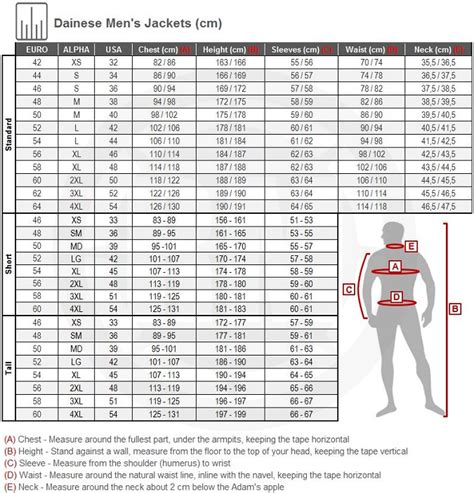 Dainese Leather Jacket Size Chart - Cairoamani.com