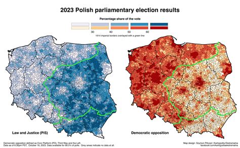 2023 Polish parliamentary election results and 1914 imperial borders ...