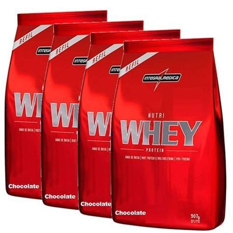 Combo 4 Nutri Whey Protein Refil Chocolate 907g Integralmédica