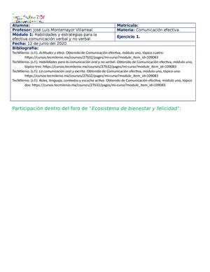 Comunicacion Efectiva Semana Evidencia Nombre Matr Cula Nombre