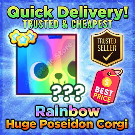 Rainbow Huge Poseidon Corgi Pet Simulator 99 ⭐️ 100 Safe