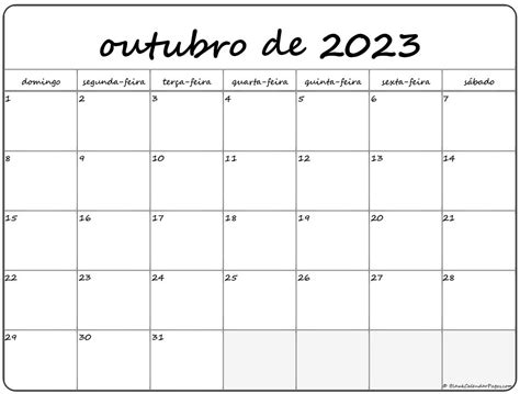 Calendario Mes De Outubro 2023 Para Imprimir FDPLEARN