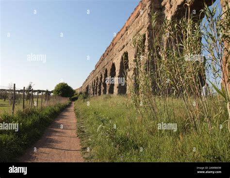 Roman Aqueduct Aqua Claudia In The Parco Degli Acquedotti Public Park