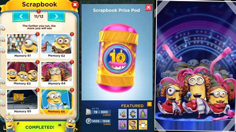 Minion Rush Scrapbook Rewards Page 11 12 And Scrapbook Prize Pod