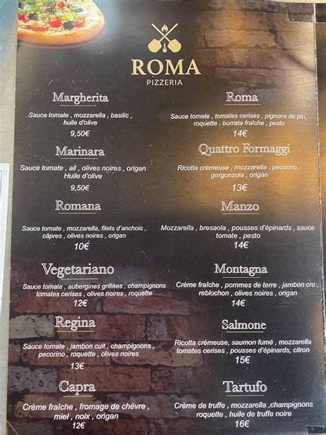 Menu Au Roma Pizzeria Cestas