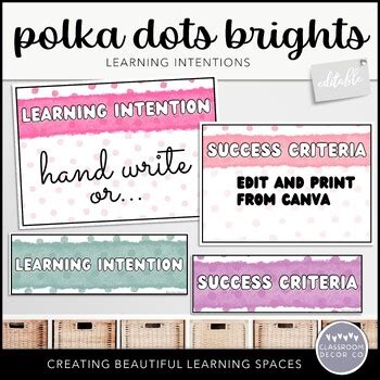 Polka Dots Brights Learning Intentions Success Criteria Display