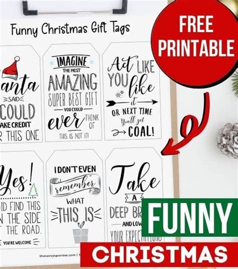 Free Printable Funny Christmas Gift Tags The Savvy Sparrow