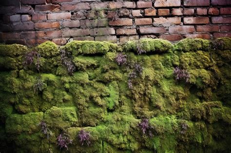 Premium Ai Image Mossy Bricks Wall Background Ai Generative