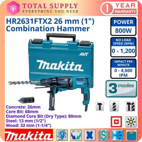 Hr Ftx Makita Mm Combination Hammer Drill Accepts Sds Plus