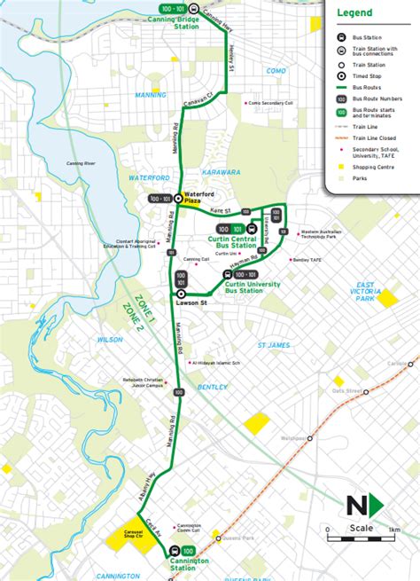 Transperth Bus Route 100 From Canning Bridge Stn Cannington Stn