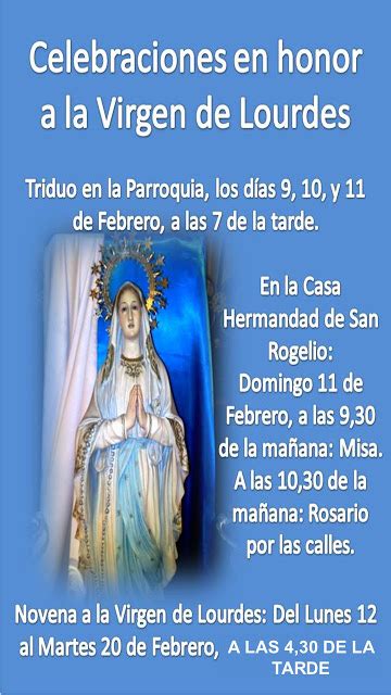 Parroquia De La Encarnación De Illora Domingo 11 De Febrero Fiesta De La Virgen De Lourdes