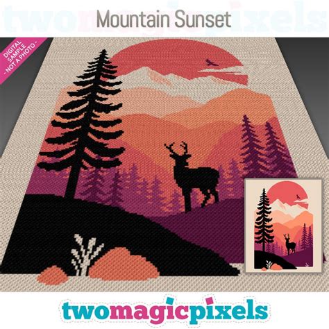 Mountain Sunset Graph For Crochet C C Mini C C Sc Hdc Dc Etsy Canada