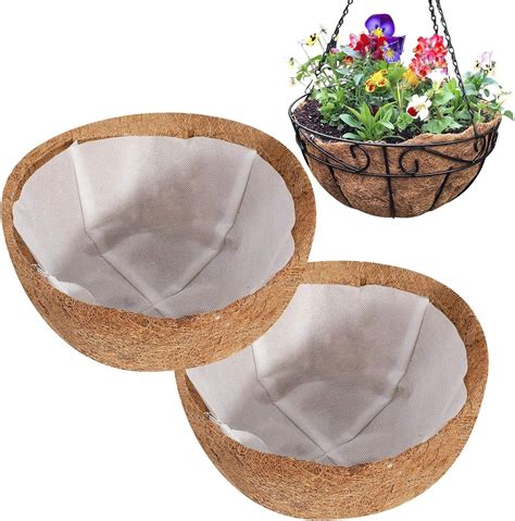 Coco Liners For Hanging Baskets 2pcs Natural Coconut Fiber Liner Deep Coco Wall Planter Liner