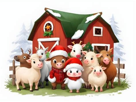 Christmas Farm Animals Graphic by A.I Illustration and Graphics ...