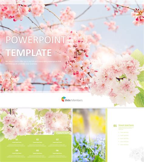 Active Spring Theme Illustration Template powerpoint ppt