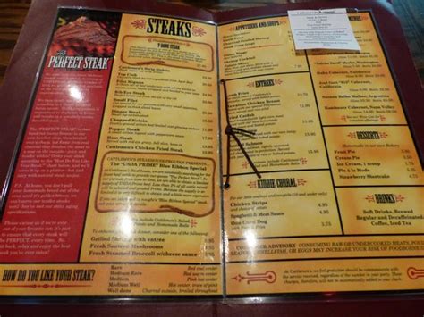 The menu at Cattlemen's Steakhouse - Picture of Cattlemen's Steakhouse ...