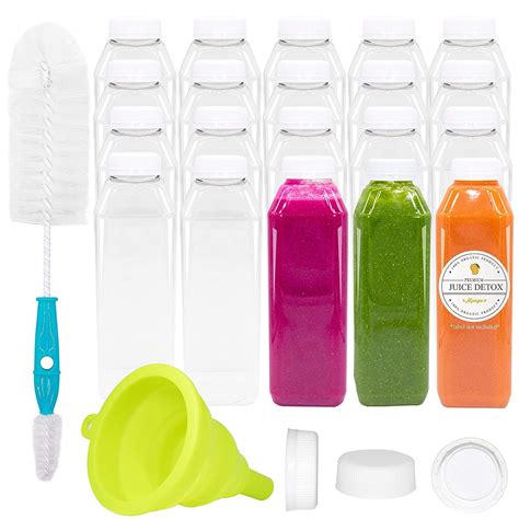 Buy Empty PET Plastic Juice Bottles Pack Of 20 Reusable Clear