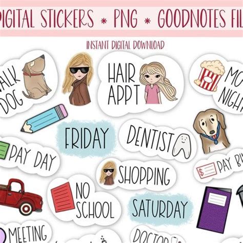 Everyday Digital Stickers For Goodnotes Basic Pre Cropped Digital