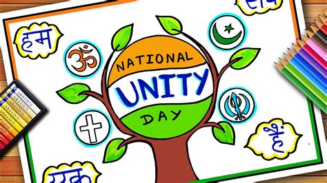 Communal Harmony Week Drawing Unity Day Poster Rashtriya Ekta Diwas