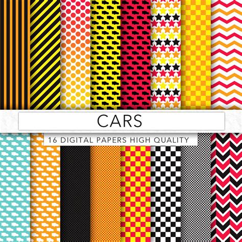 Cars Digital Paper Cars Clipart Walt Disney Pixaar Cars Pattern