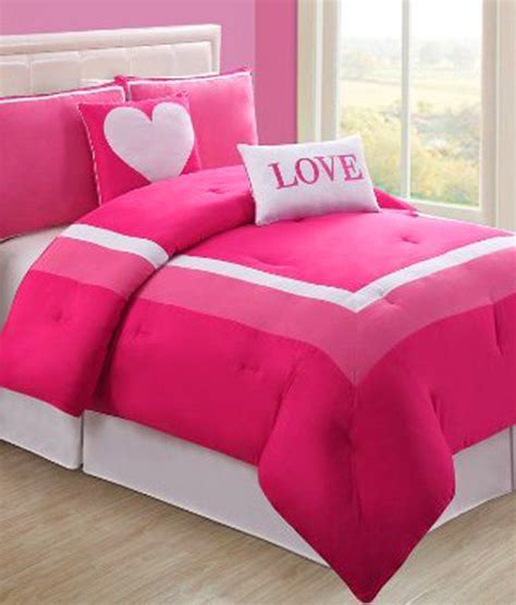 4 Pc Modern Pink And White Teengirl Comforter Set Twin Size Bedding Bed In A Bag By Plush C