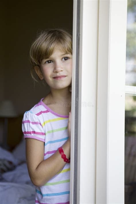 Cute Smiling Girl Playing Hide And Seek Stock Image Image Of Light